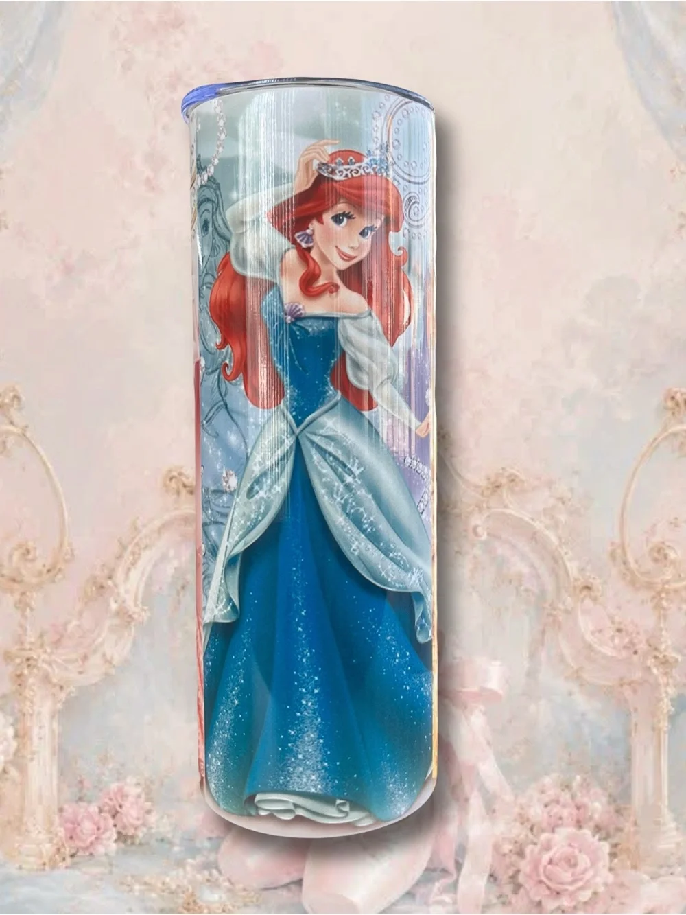 Disney Princess Ariel, Belle, and Aurora Tumbler Water Bottle